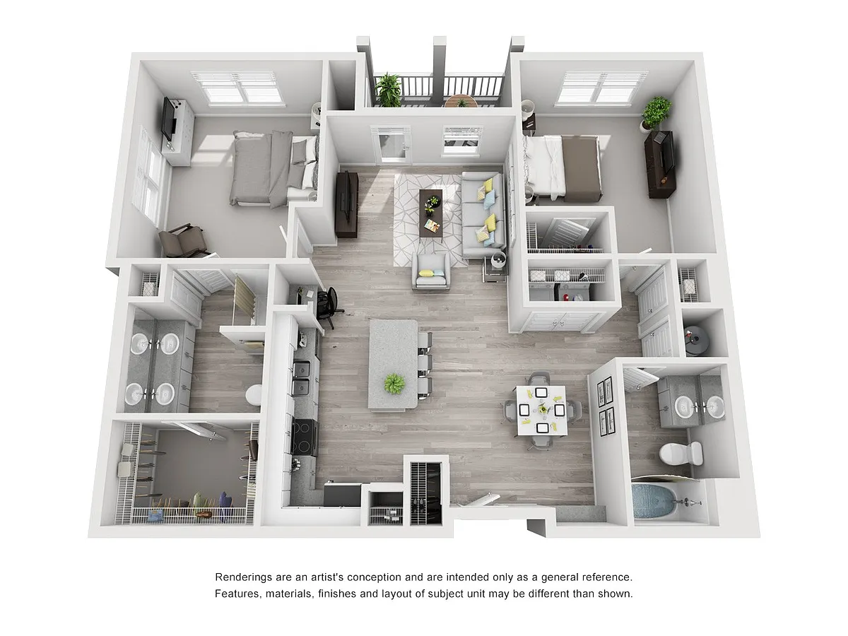 Floor plan 2BR 2BA (1308 SF)