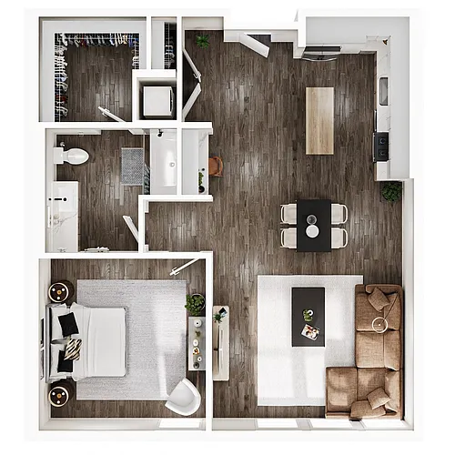 Floor plan 1 Bedroom | 1 Bath | Plan A19