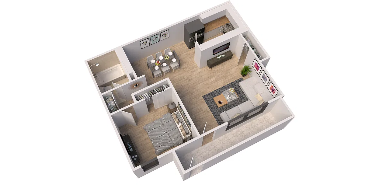 Floor plan 1 Bdrm, 1 Bath
