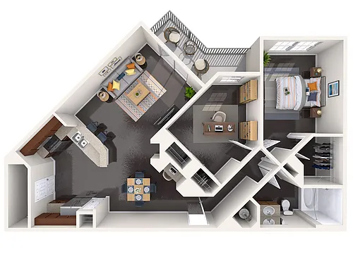 Floor plan Two Bedroom One Bath