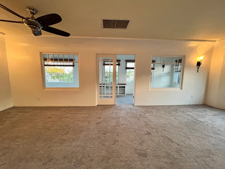 view from living room into enclosed front porch