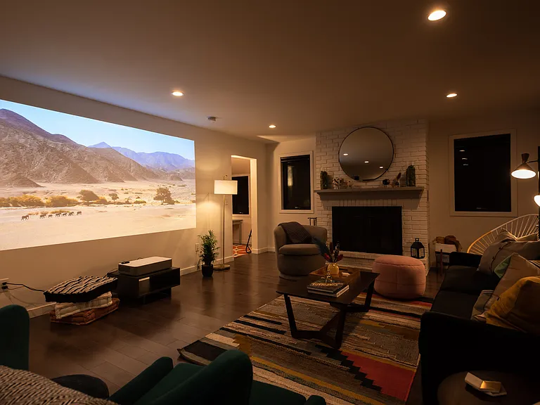 Movie projector in loving room