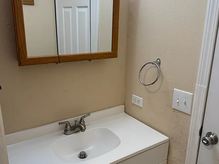 New hall bathroom vanity and medicine cabinet