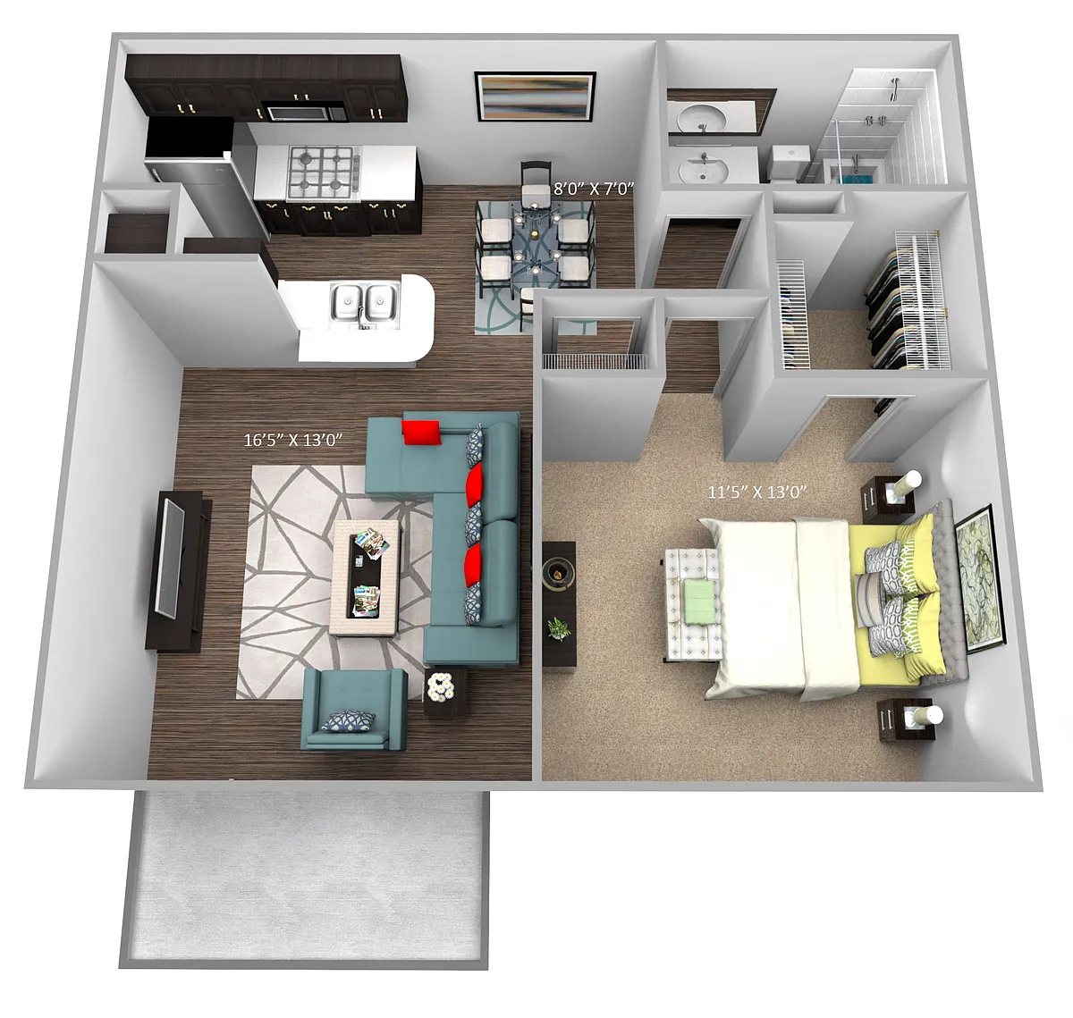 Floor plan One Bedroom One Bath