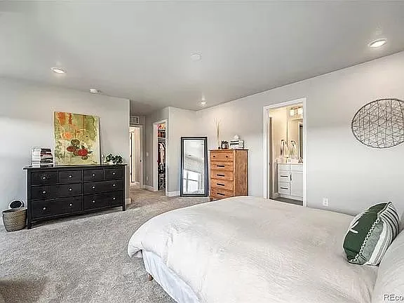 Large Master suite with attached bathroom and walk-in closet.