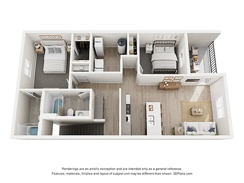 Floor plan Upper Level- 2 Bedroom 2 Bathroom