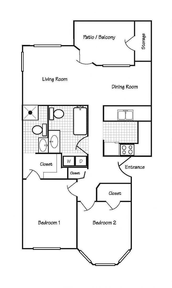 Floor plan 2x2 950 SF