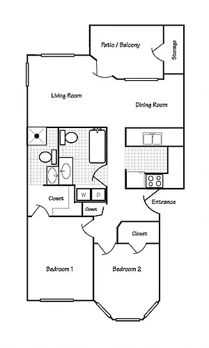 Floor plan 2x2 950 SF