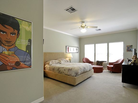 Master Bedroom Suite with Sitting Area, Walk-in Closet, and Texas Basement