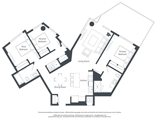 Floor plan 3 Bed - 2 Bath | c01a