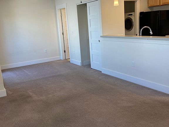 Bathroom and closet. One room that offers space for living room and bedroom furniture.