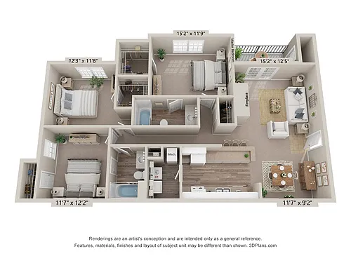 Floor plan Three Bedroom