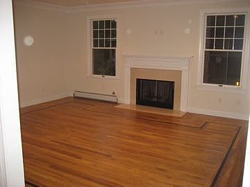 Living Room with Marble fire place