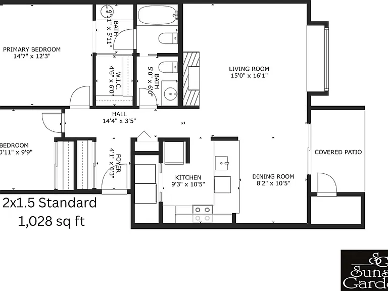 2x1.5 Standard l 1,028 sq ft l Sunset Gardens 2x1.5 Standard l 1,028 sq ft l Sunset Gardens