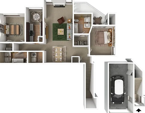 Two Bedroom, Two Bathroom, 1168 sqft, Attached Garage, Balcony, Fireplace, Full-Size Washer/Dryer Connections Two Bedroom, Two Bathroom, 1168 sqft, Attached Garage, Balcony, Fireplace, Full-Size Washer/Dryer Connections