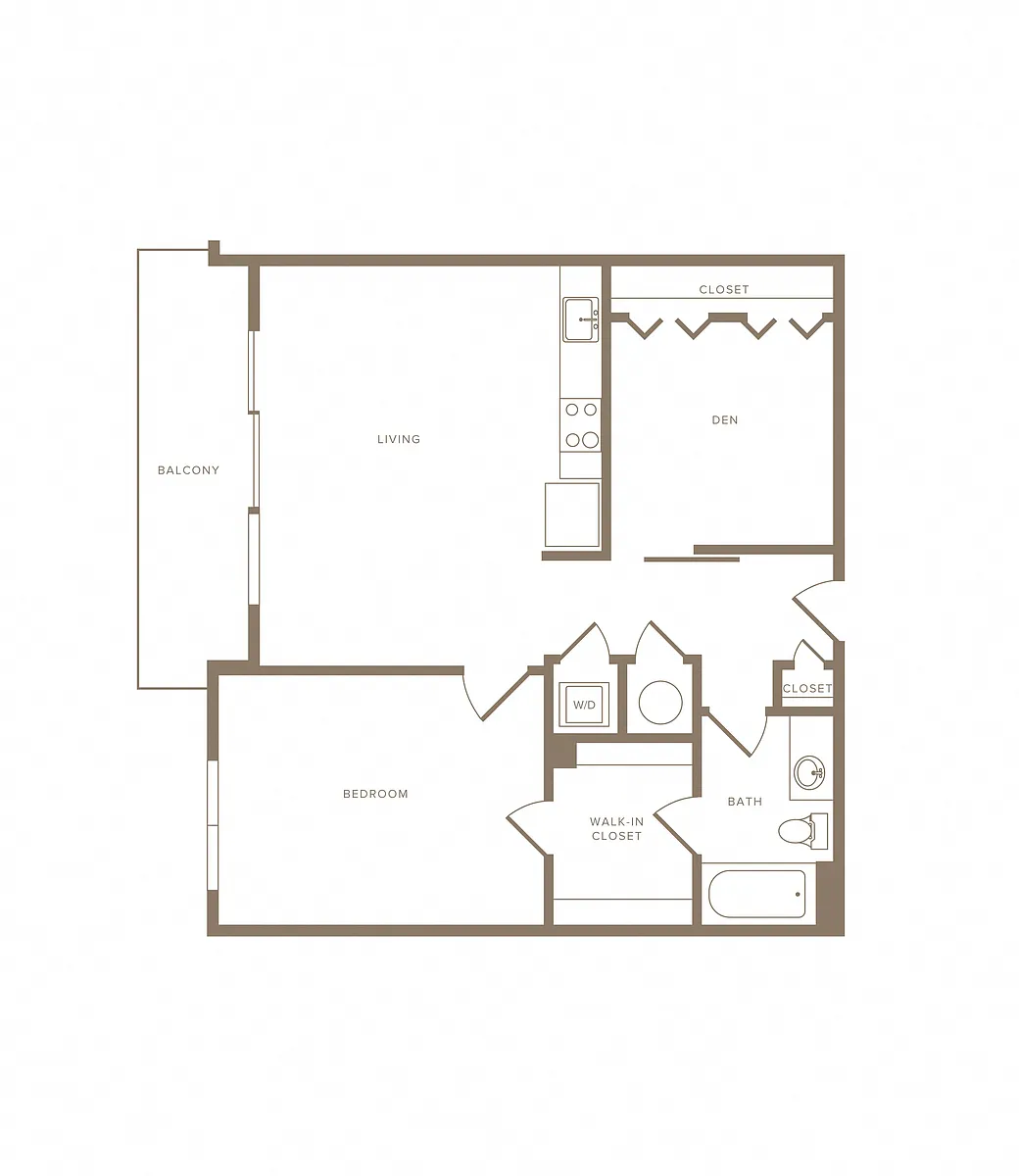 Floor plan 1 Bed/1 Bath Den-A09