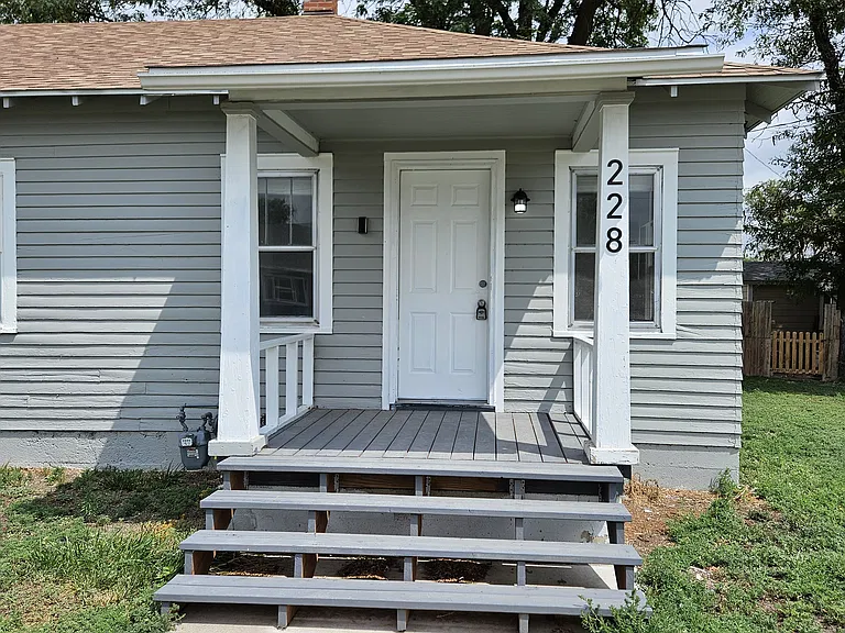 Street entry with wide steps