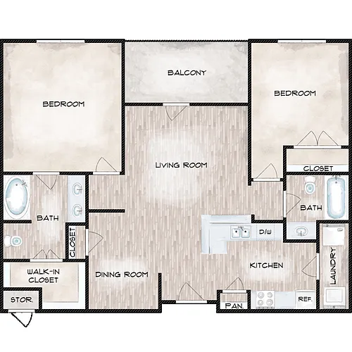 Floor plan 2 Bed 2 Bath
