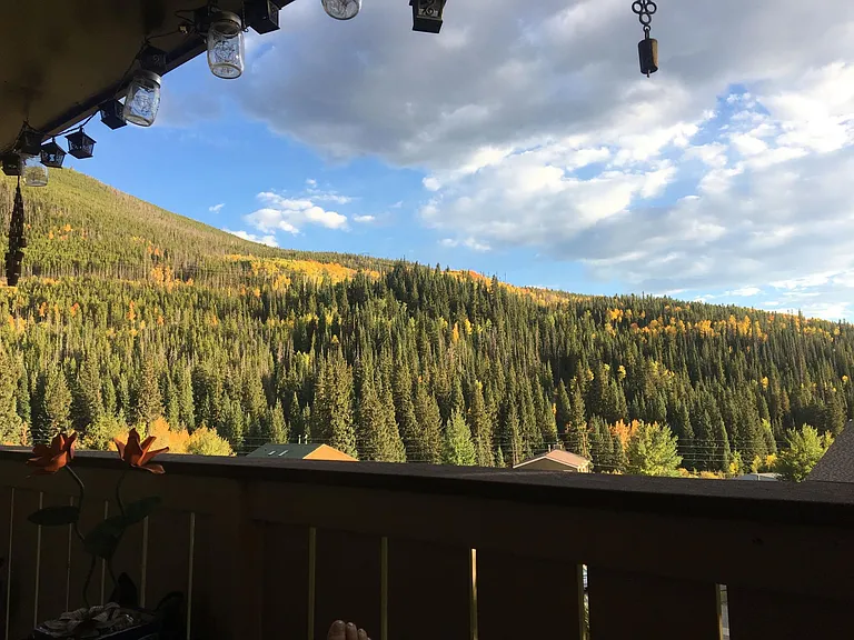 Another view from the balcony. Those mountains are full of trails!