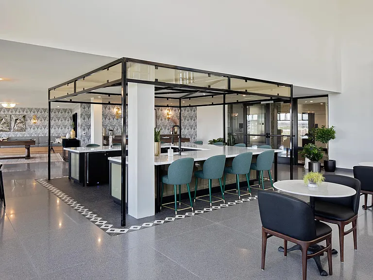 A thoughtfully designed resident clubroom that invites connection, conversation, and everyday gathering.