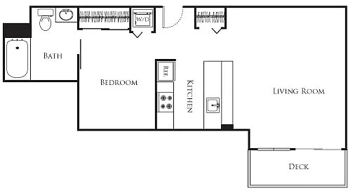Floor plan Micro One Bed - B3 334-734