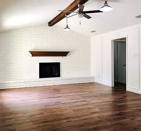 Gas fireplace in family room.