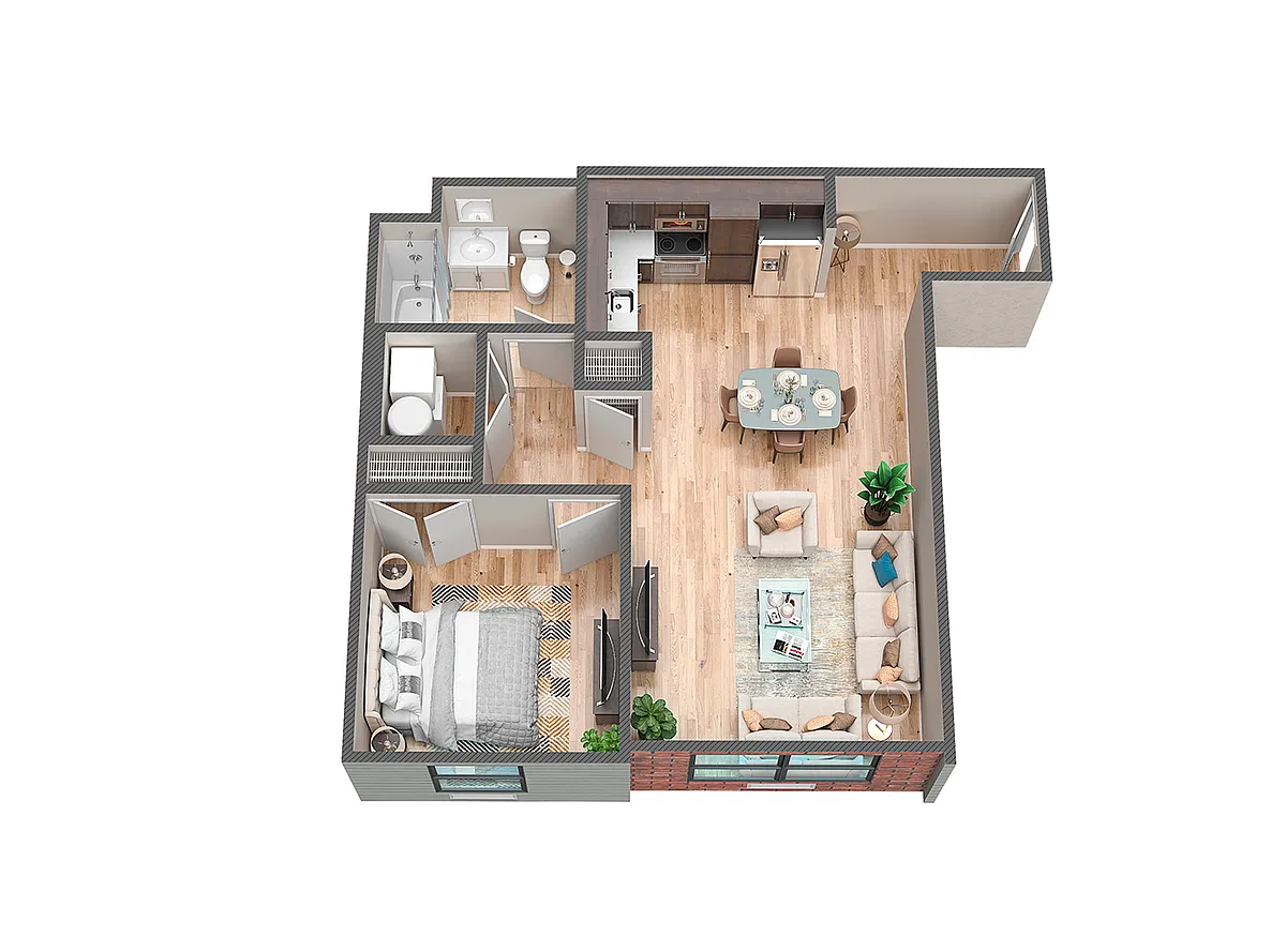 Floor plan 1 Bedroom-741 Sq Ft