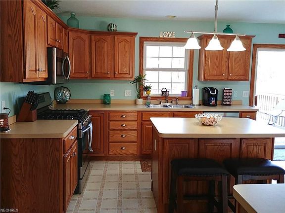 Lots of counter space and storage in this very functional kitchen