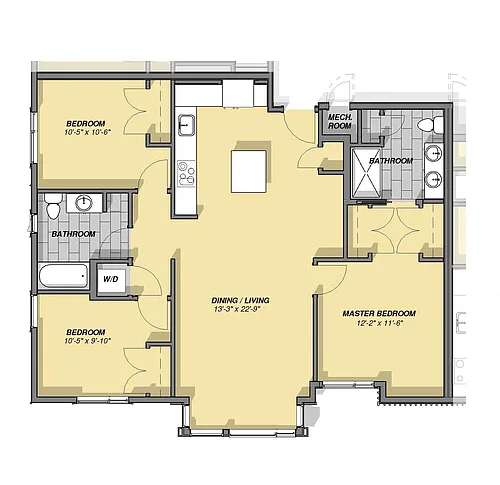 Floor plan 3 Bedroom 2 Bathroom