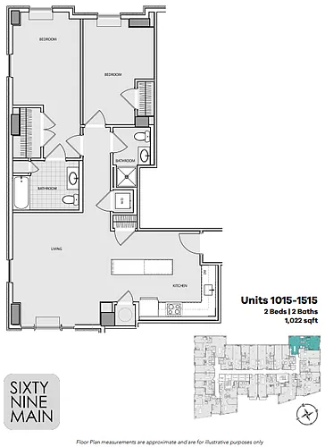 Floor plan 2 Bedroom 2 Bath Layout 15