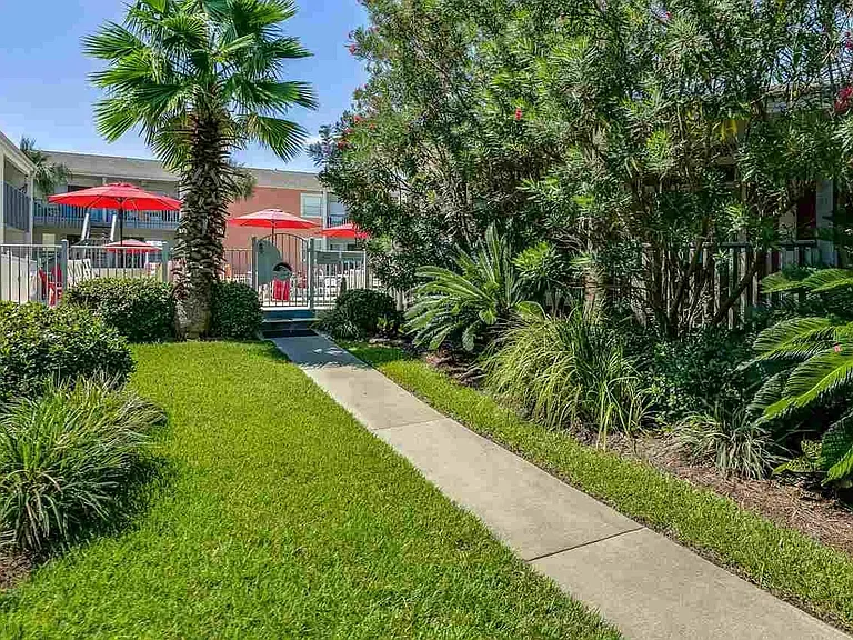 Lush landscaping throughout complex