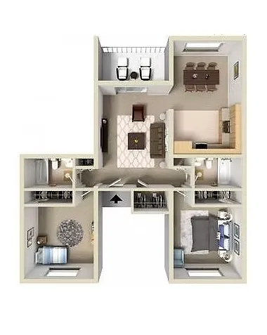 Floor plan 2 Bedroom 2 Bath