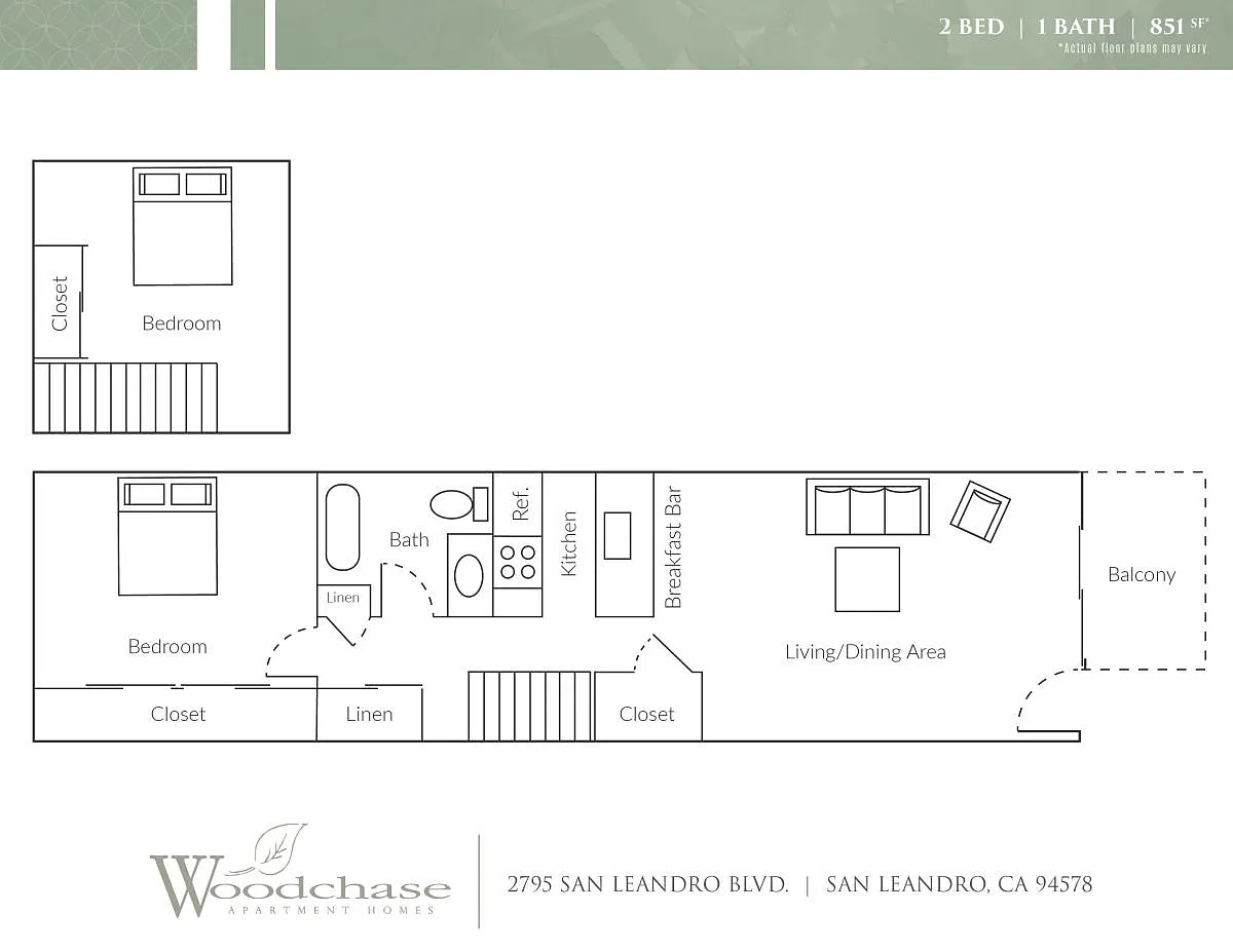 Floor plan Woodchase 2 BR, 1 BA Loft