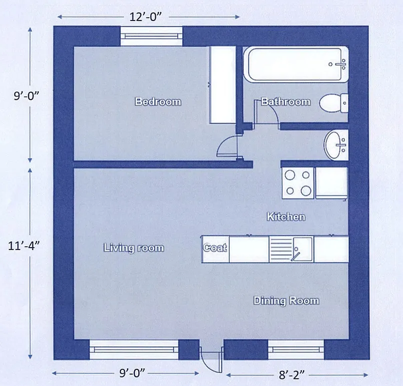 Floor plan 1-Bed 1-Bath