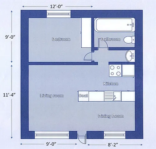Floor plan 1-Bed 1-Bath