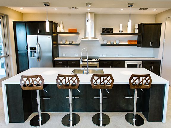 Social Room with Kitchen and Fireplace