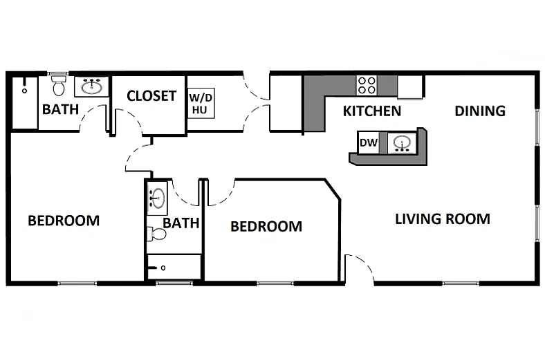 Floor plan 2 Bed / 2 Bath: Type A