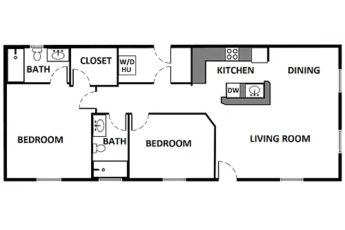 Floor plan 2 Bed / 2 Bath: Type A