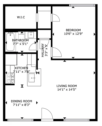 Floor plan 1 bedroom 1 bath