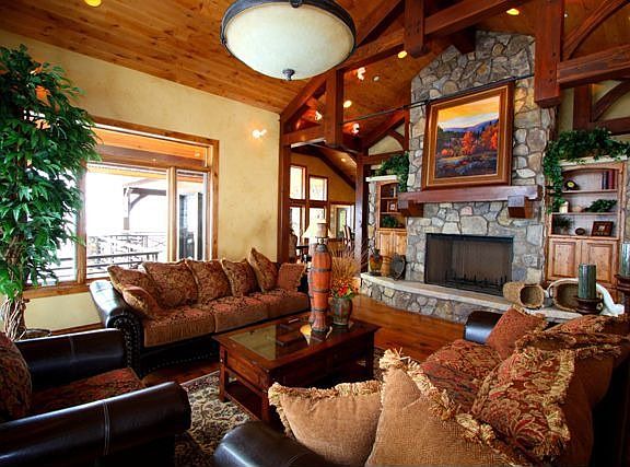 Great room with oversize gaz log fireplace