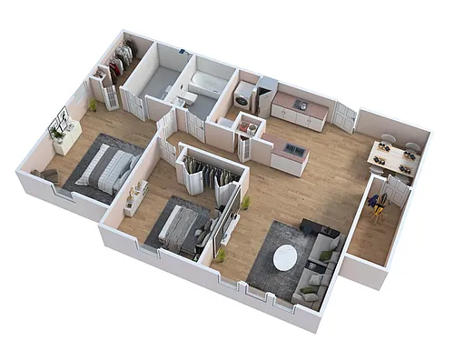 Floor plan Two Bedroom/Two Bath Large