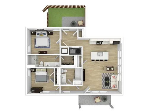 Floor plan 2br Stacked Duplex - Lower