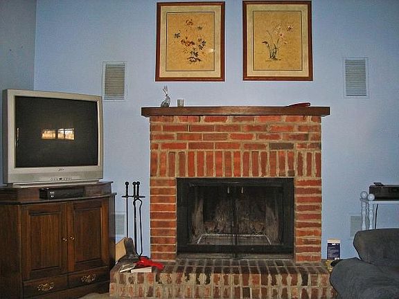 Living Room w/Stone Fireplace