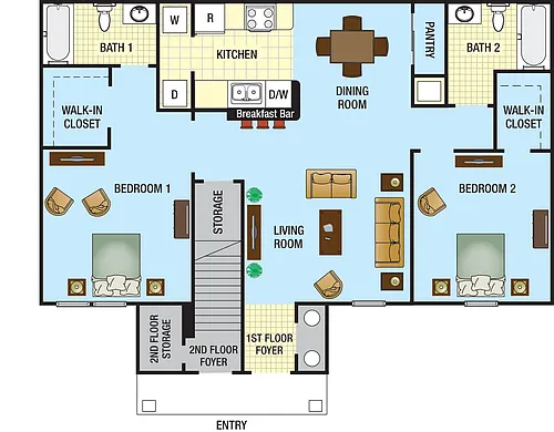 Floor plan Two Bedroom Cambridge MKT
