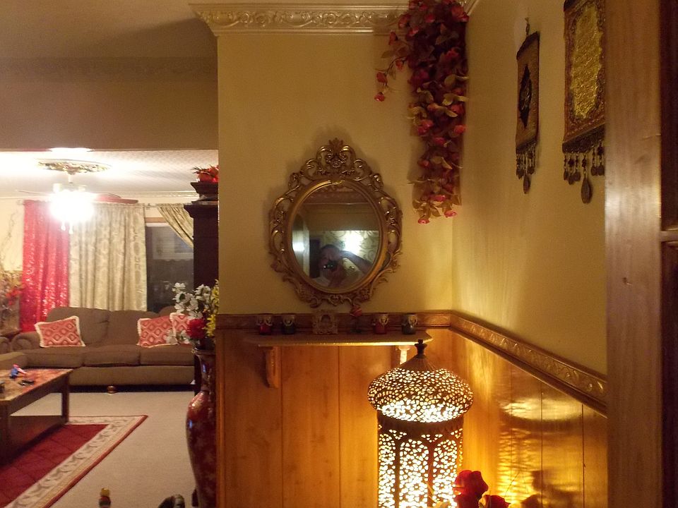 viewing living room standing in dining room area