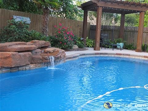 Waterfall into saltwater pool