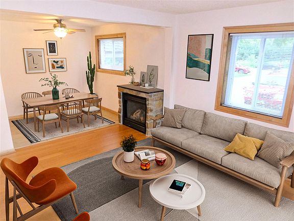 Living room and dining room