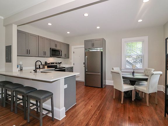 View from living room into kitchen