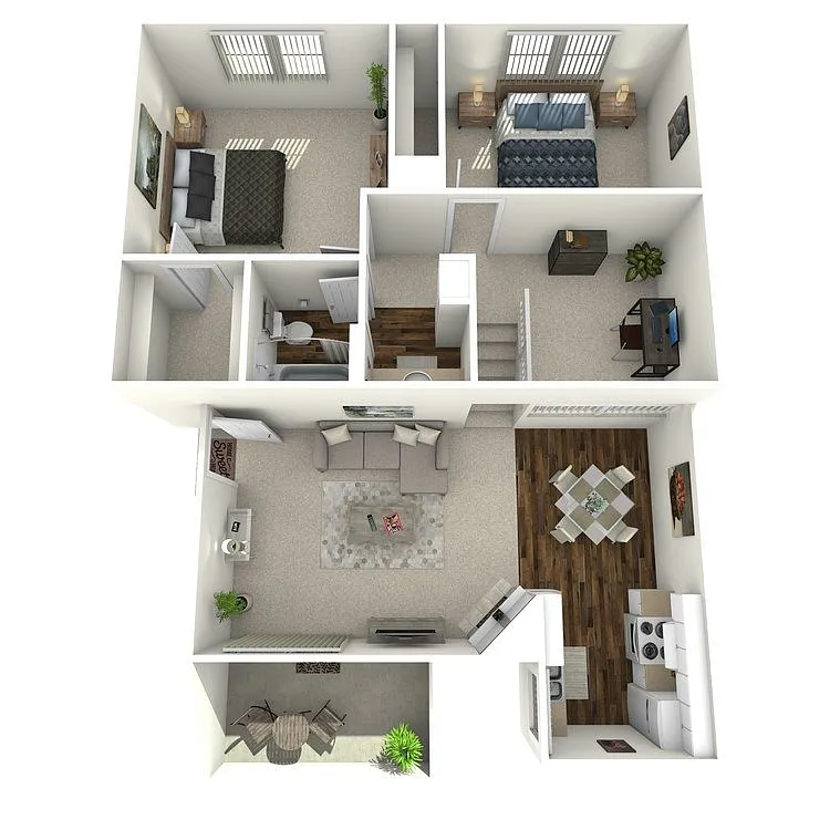 Floor plan Two Bed One Bath Plan C
