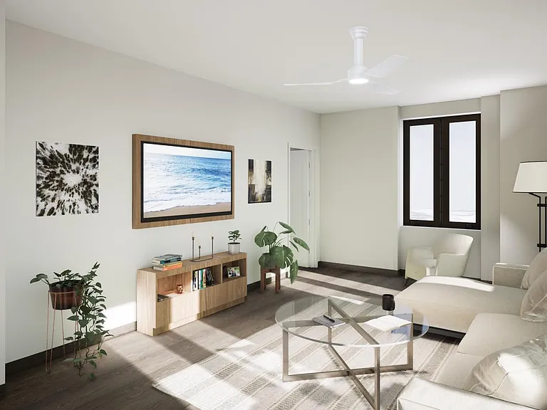 Living room with spectacular sunset views of Coconut Grove and the Miami skyline